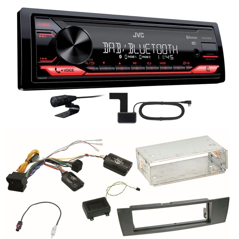 JVC KD-X272DBT Digitalradio Bluetooth FLAC Einbauset für BMW E87 E81 E82 X1 E84