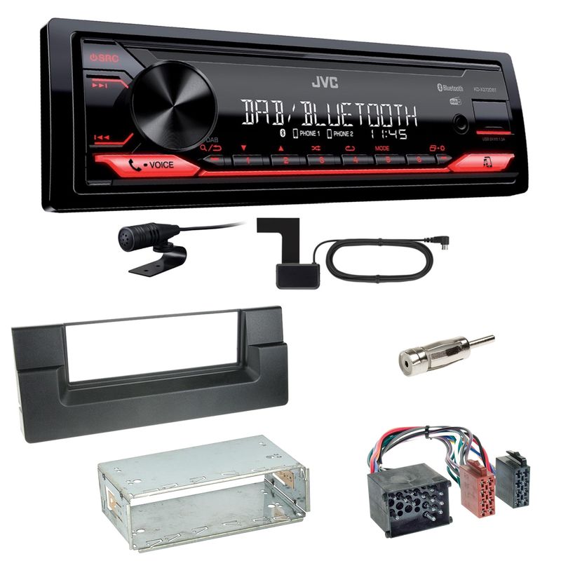 JVC KD-X272DBT Digitalradio USB MP3 FLAC Einbauset für BMW 5er E39 bis 09/2000