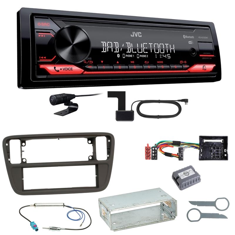 JVC KD-X272DBT Digitalradio USB MP3 FLAC Einbauset für Up Seat Mii Skoda Citigo