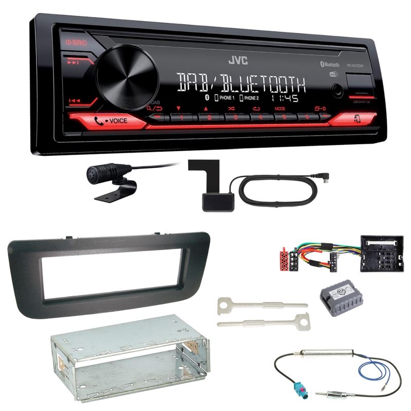 JVC KD-X272DBT Digitalradio Bluetooth FLAC Einbauset für Skoda Fabia 2 Roomster