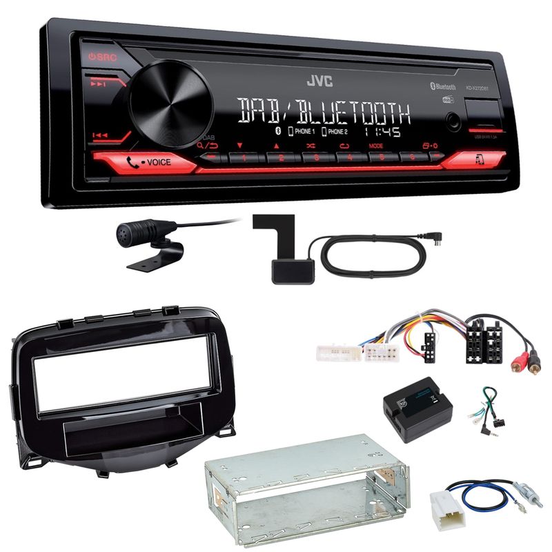 JVC KD-X272DBT Digitalradio USB MP3 Einbauset Toyota Aygo Peugeot 108 Citroen C1