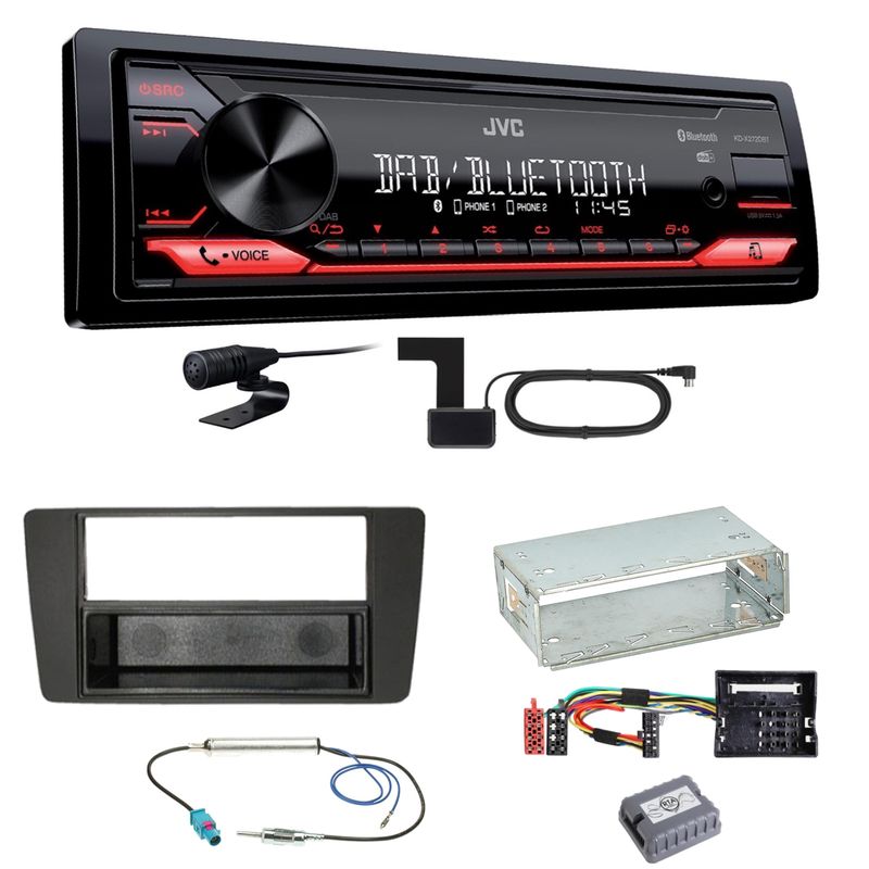 JVC KD-X272DBT DAB+ Bluetooth FLAC USB MP3 Einbauset für Skoda Octavia 2 Yeti 5L