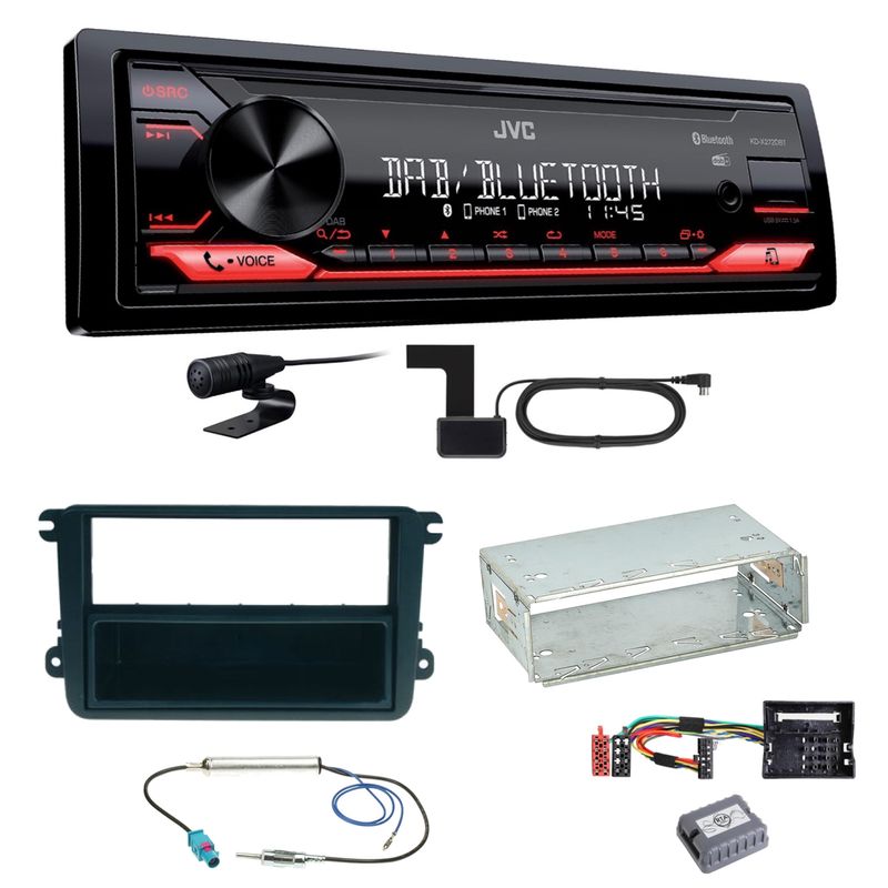 JVC KD-X272DBT DAB+ Bluetooth FLAC Einbauset für Skoda Fabia Roomster Praktik