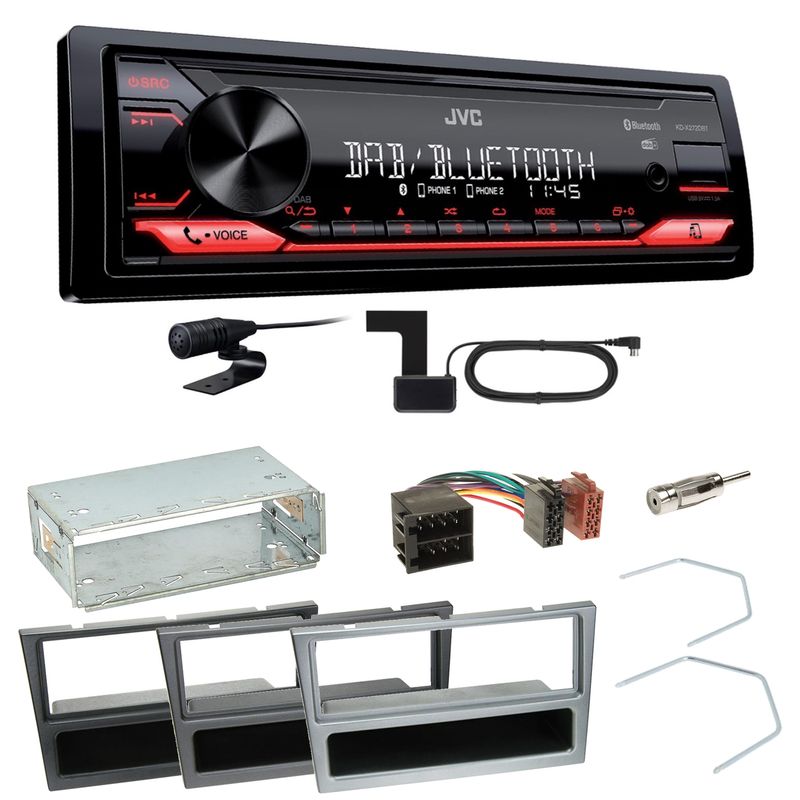JVC KD-X272DBT DAB+ Bluetooth Einbauset für Opel Omega B Meriva A Agila Vivaro