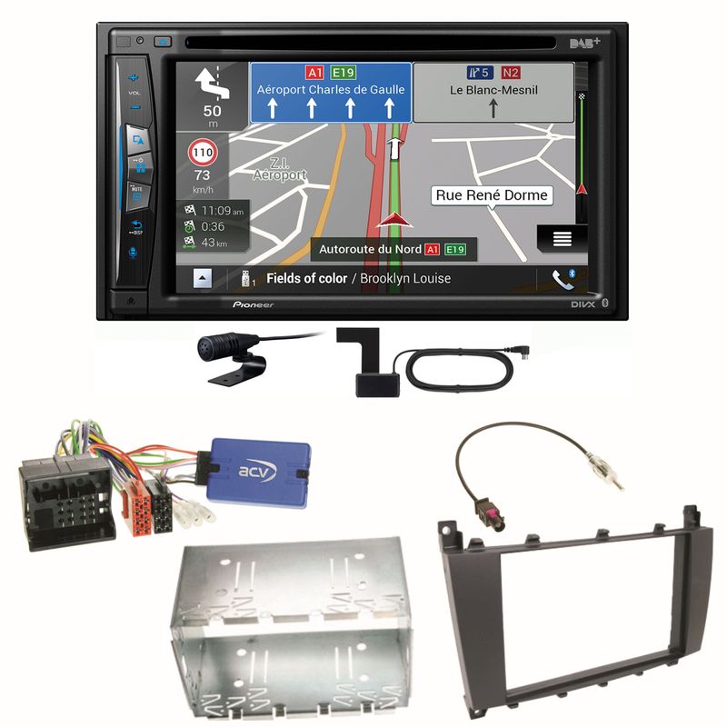 Pioneer AVIC-Z730DAB USB CD Einbauset für Mercedes C-Klasse W203 CLC CL203 S203