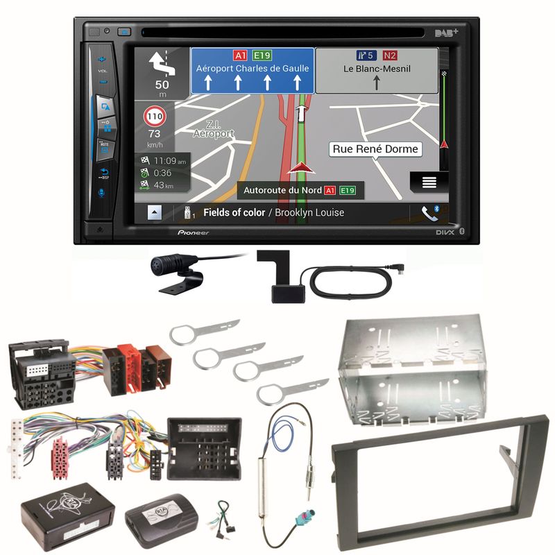 Pioneer AVIC-Z730DAB Navigation DAB+ USB Einbauset für Audi A4 B6 B7 Seat Exeo