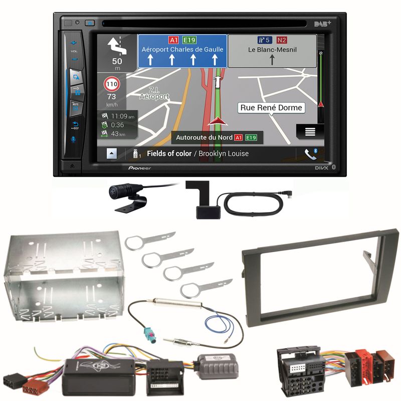 Pioneer AVIC-Z730DAB Navigation DAB+ USB Einbauset für Seat Exeo Audi A4 B6 B7
