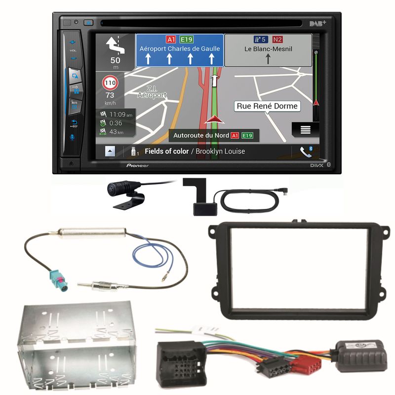 Pioneer AVIC-Z730DAB Navigation USB CD Einbauset für Seat Leon Alhambra Altea XL