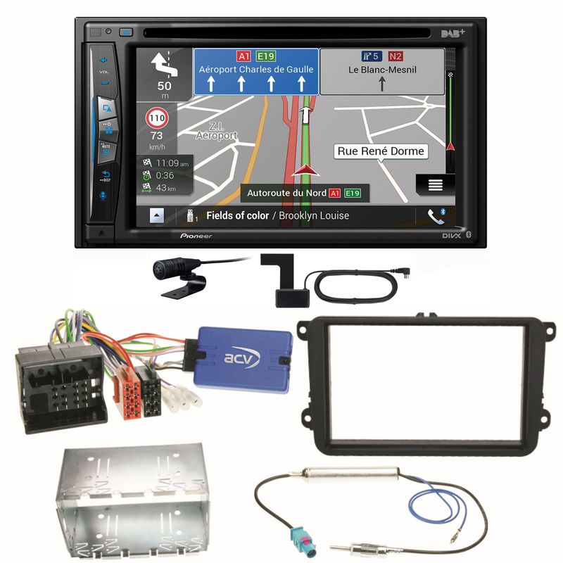 Pioneer AVIC-Z730DAB Navigation DAB+ Einbauset für Seat Alhambra Altea XL Leon