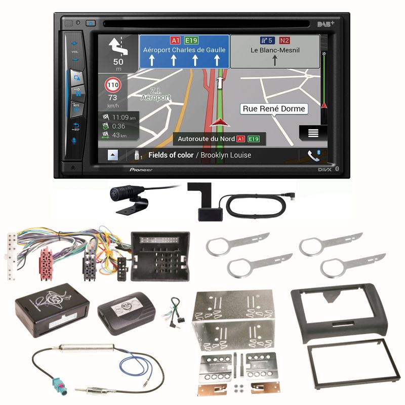 Pioneer AVIC-Z730DAB Navigation Bluetooth CD USB MP3 Einbauset für Audi TT 8J