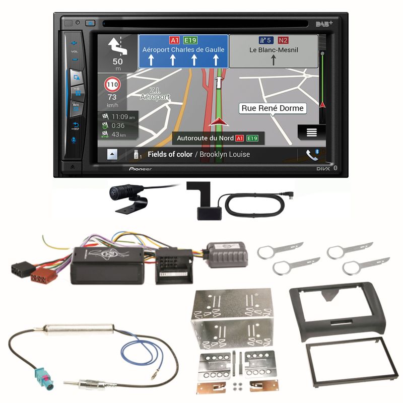 Pioneer AVIC-Z730DAB Navigation Bluetooth CD USB MP3 Einbauset für Audi TT 8J