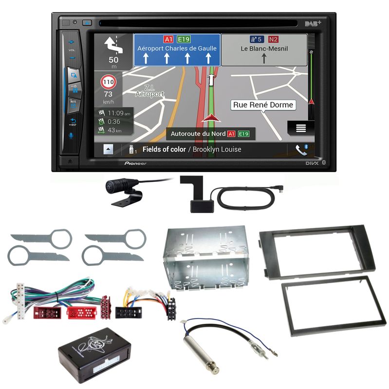 Pioneer AVIC-Z730DAB Navigation Bluetooth CD USB MP3 Einbauset für Audi A6 4B