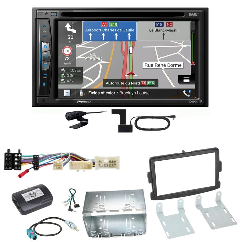 Pioneer AVIC-Z730DAB Navigation Bluetooth Einbauset für Dacia Duster Lodgy Logan Pioneer AVIC-Z730DAB Navigation Bluetooth Einbauset für Dacia Duster Lodgy Logan
