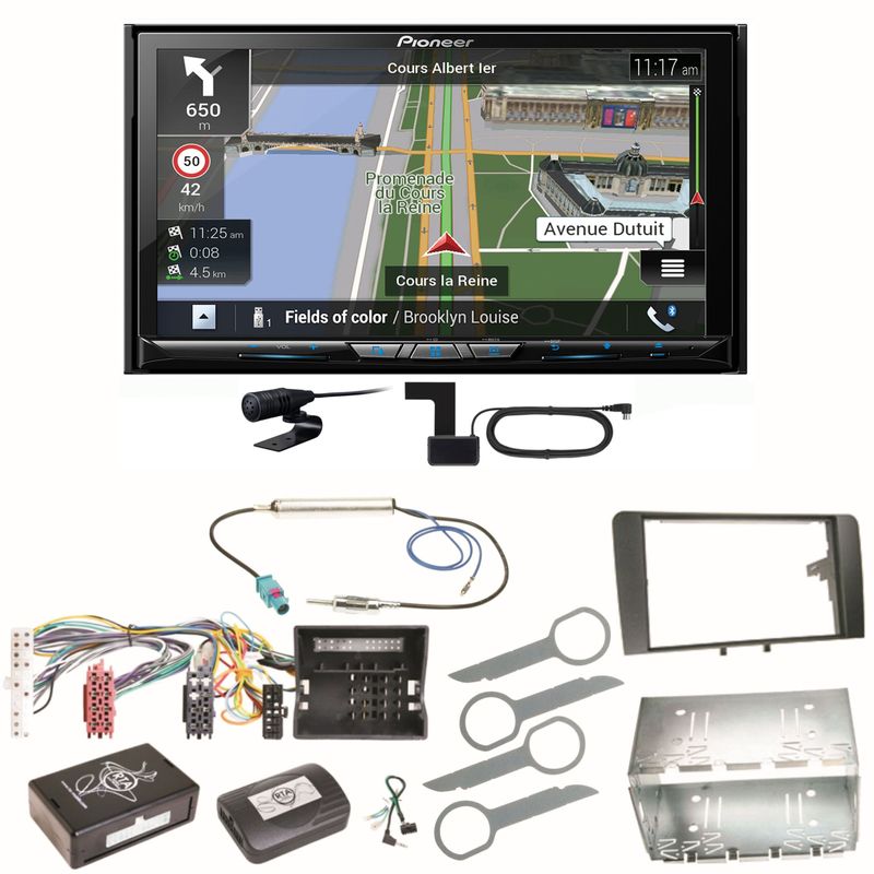 Pioneer AVIC-Z830DAB Bluetooth Navigation DAB+ CD Einbauset für Audi A3 8P 8PA