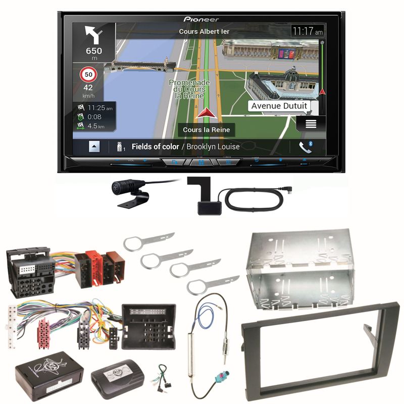 Pioneer AVIC-Z830DAB Navigation DAB+ USB Einbauset für Audi A4 B6 B7 Seat Exeo