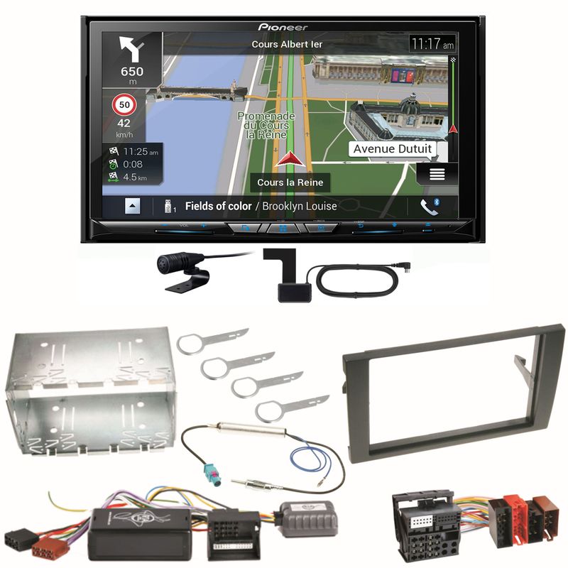 Pioneer AVIC-Z830DAB Navigation DAB+ USB Einbauset für Seat Exeo Audi A4 B6 B7