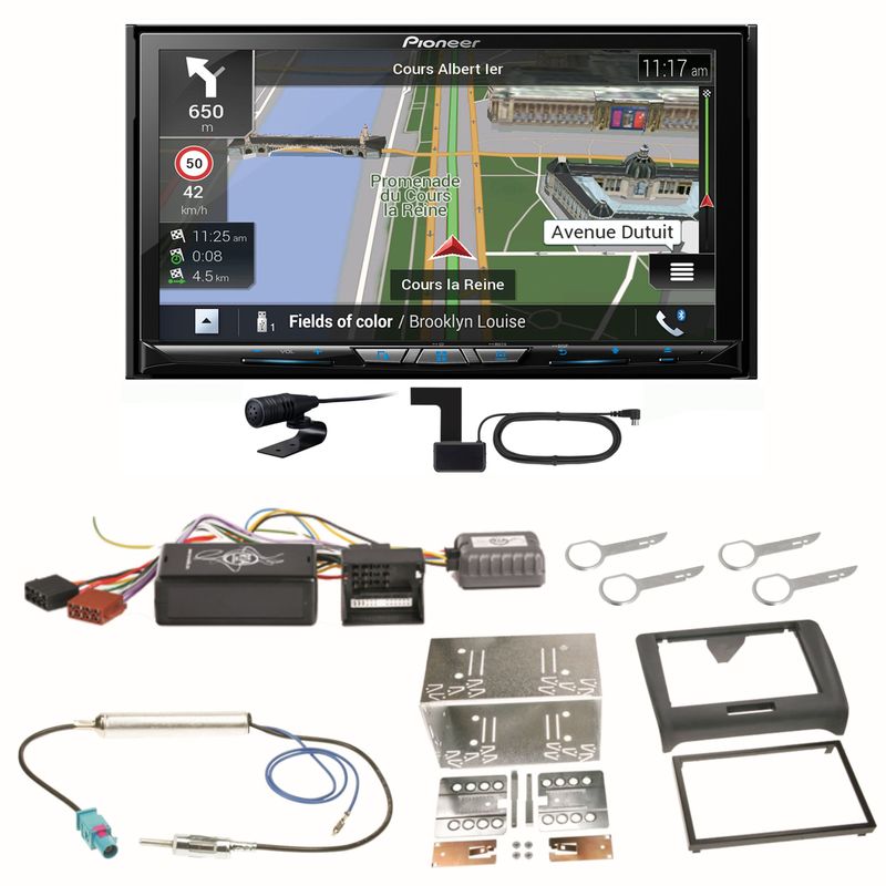 Pioneer AVIC-Z830DAB Navigation Bluetooth CD USB MP3 Einbauset für Audi TT 8J
