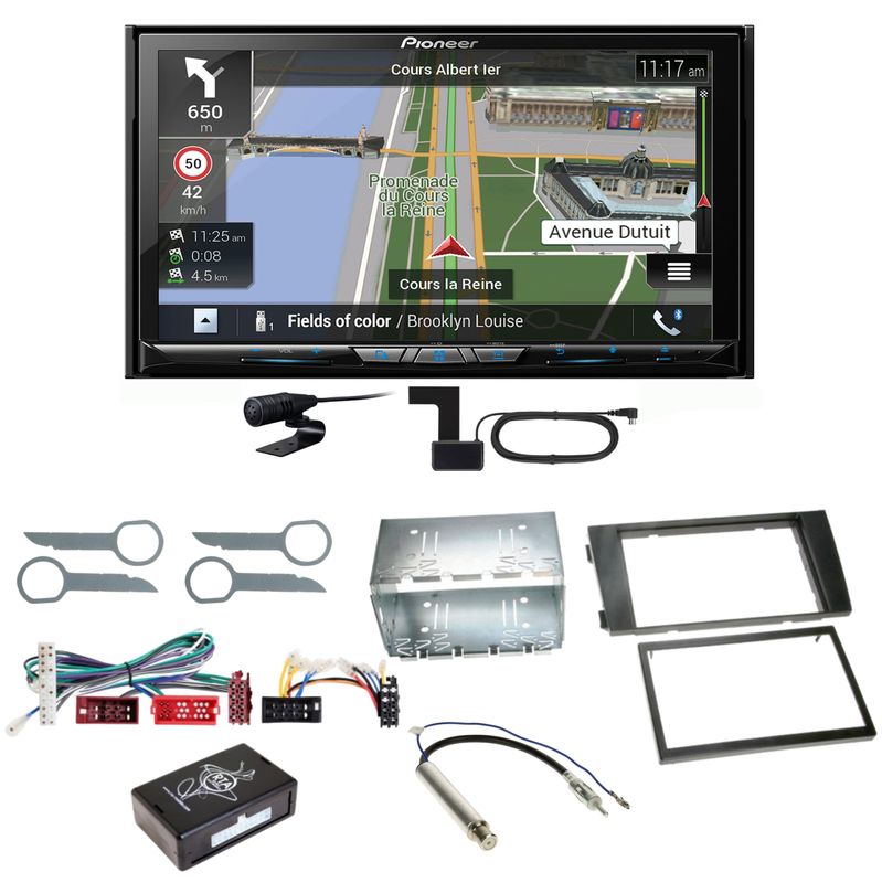 Pioneer AVIC-Z830DAB Navigation Bluetooth CD USB MP3 Einbauset für Audi A6 4B
