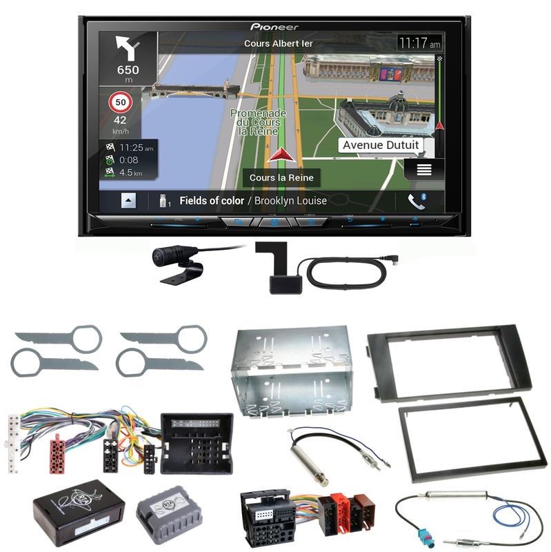 Pioneer AVIC-Z830DAB Navigation Bluetooth CD Einbauset für Audi A6 4B Facelift