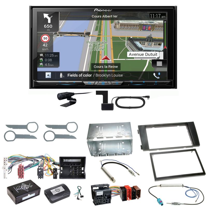 Pioneer AVIC-Z830DAB Navigation Bluetooth CD Einbauset für Audi A6 4B Facelift