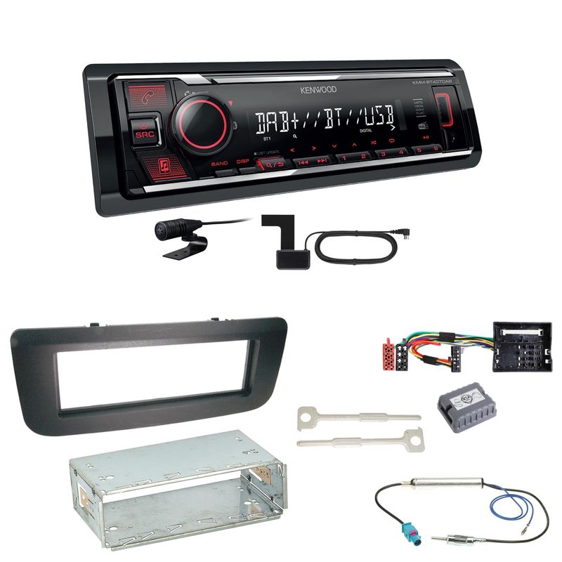 Kenwood KMM-BT407DAB Bluetooth Digitalradio Einbauset für Skoda Fabia 2 Roomster