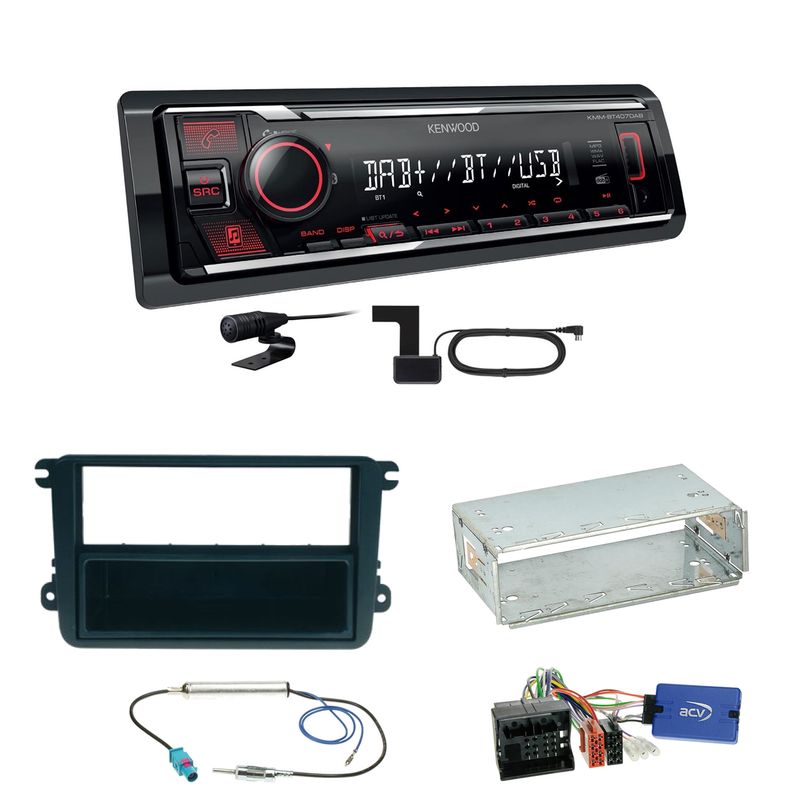 Kenwood KMM-BT407DAB Bluetooth DAB Einbauset für Seat Leon Alhambra Altea XL