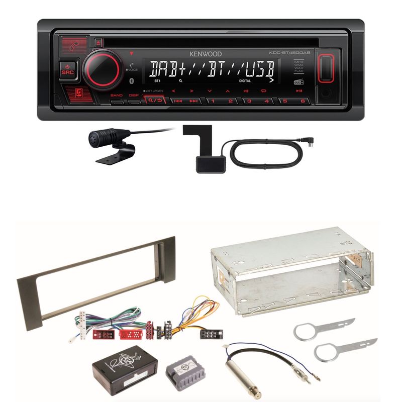 Kenwood KDC-BT450DAB Bluetooth Digitalradio CD Einbauset für Audi A4 B6 B7 Kenwood KDC-BT450DAB Bluetooth Digitalradio CD Einbauset für Audi A4 B6 B7