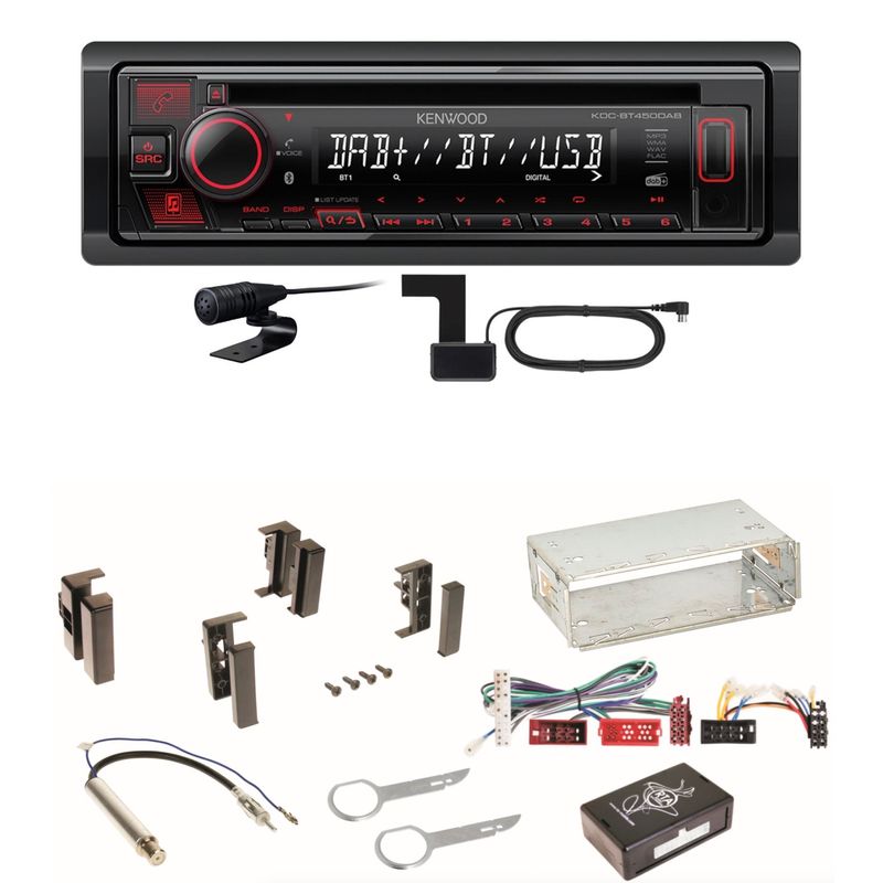 Kenwood KDC-BT450DAB Bluetooth Digitalradio Einbauset für Audi A4 B5 A6 4B C4 A8