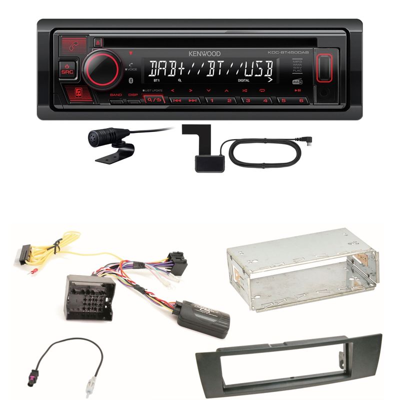 Kenwood KDC-BT450DAB Bluetooth Digitalradio CD Einbauset für BMW E90 E91 E92 E93