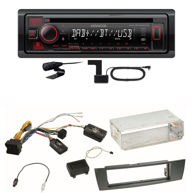 Kenwood KDC-BT450DAB Bluetooth Digitalradio CD Einbauset für BMW E90 E91 E92 E93