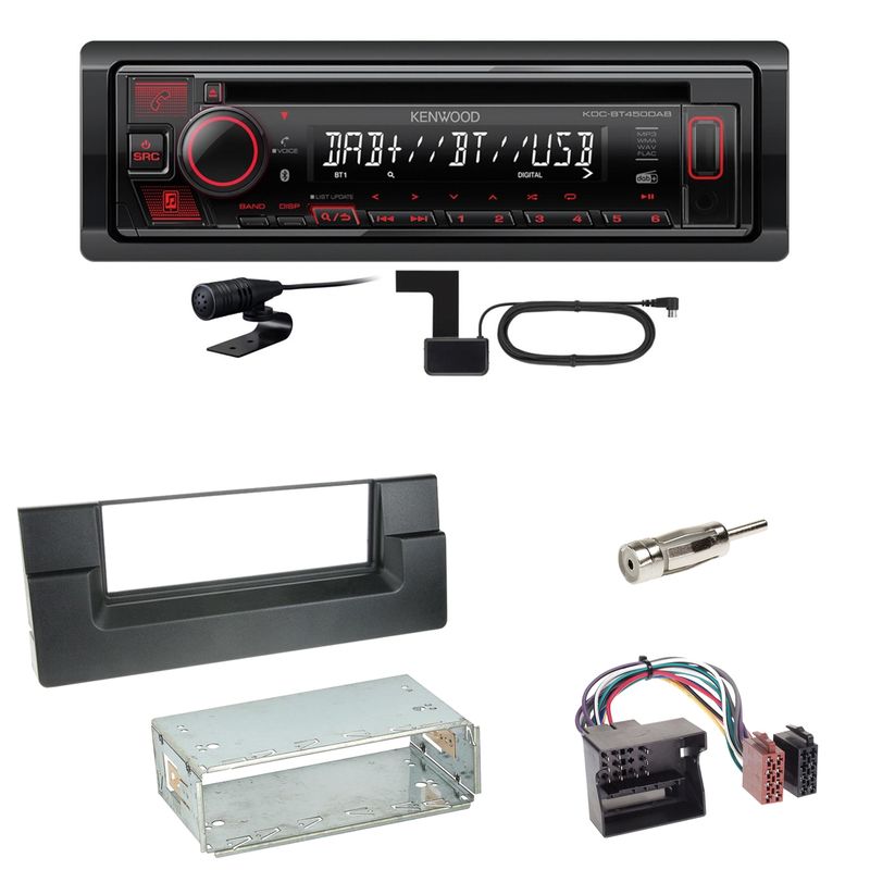 Kenwood KDC-BT450DAB Bluetooth Digitalradio Einbauset für BMW 5er E39 ab 10/2000