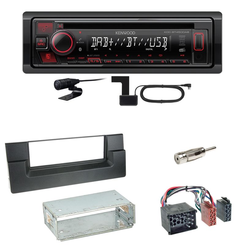Kenwood KDC-BT450DAB Bluetooth DAB CD Einbauset für BMW 5er E39 bis 09/2000