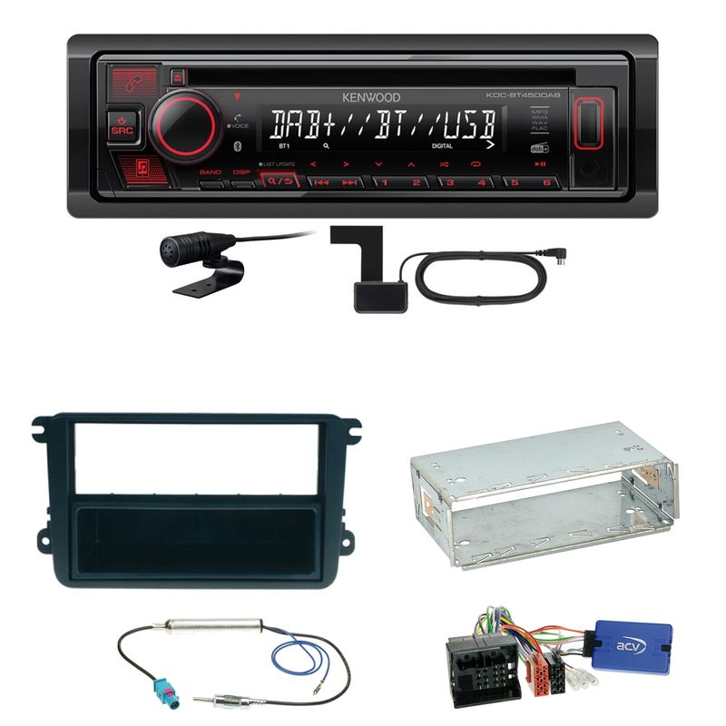 Kenwood KDC-BT450DAB Bluetooth DAB CD Einbauset für Seat Leon Alhambra Altea XL