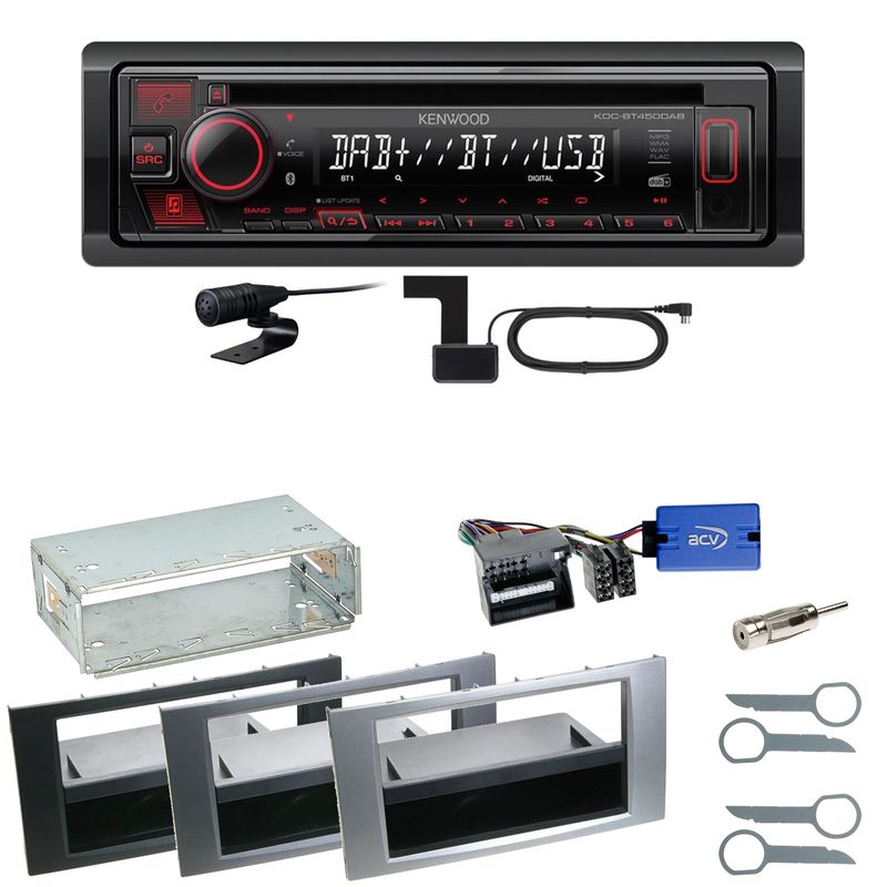 Kenwood KDC-BT450DAB Bluetooth DAB Einbauset für Ford Focus C-Max Fiesta Transit