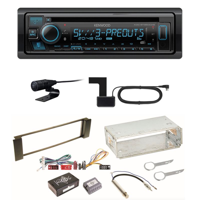Kenwood KDC-BT950DAB Bluetooth Digitalradio CD Einbauset für Audi A3 8L A6 4B