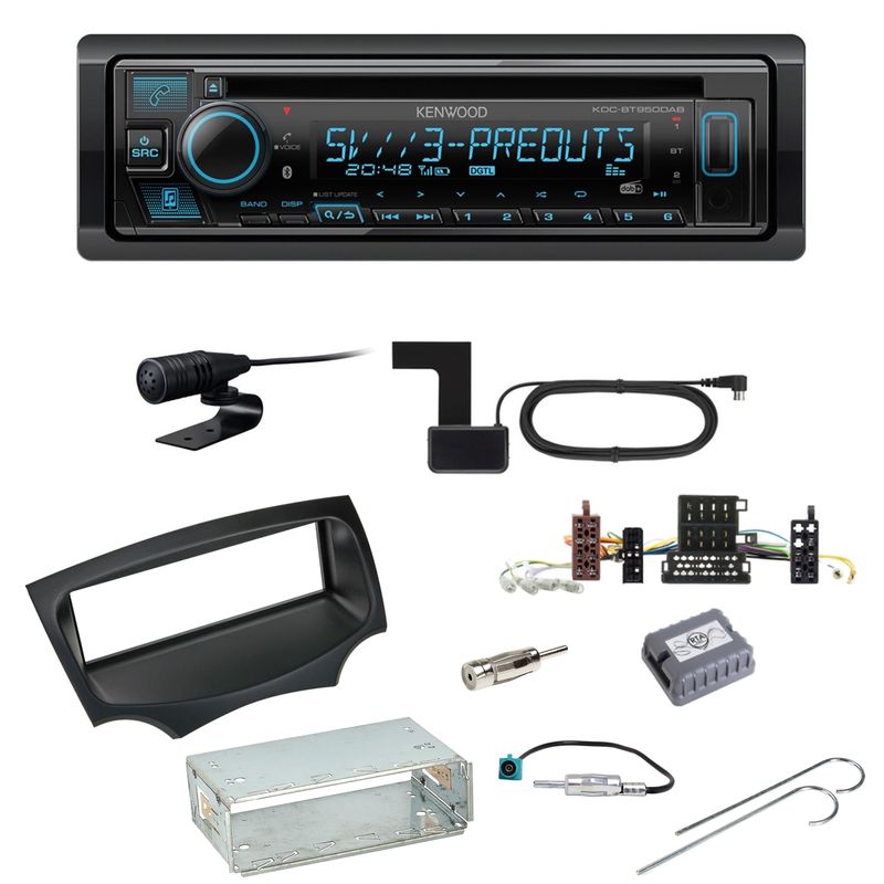Kenwood KDC-BT950DAB Bluetooth Digitalradio CD Einbauset für Ford KA RU8