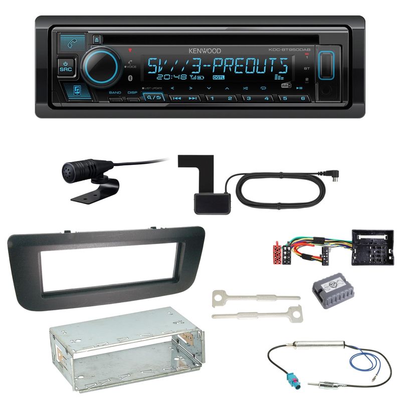 Kenwood KDC-BT950DAB Bluetooth Digitalradio Einbauset für Skoda Fabia 2 Roomster