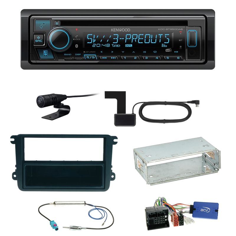Kenwood KDC-BT950DAB Bluetooth DAB CD Einbauset für Seat Leon Alhambra Altea XL
