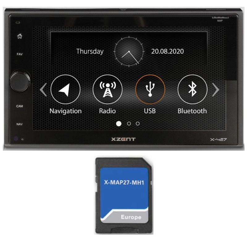  XZENT X-427 2-DIN Naviceiver Bluetooth USB MP3 DAB+ Digitalradio Navigation