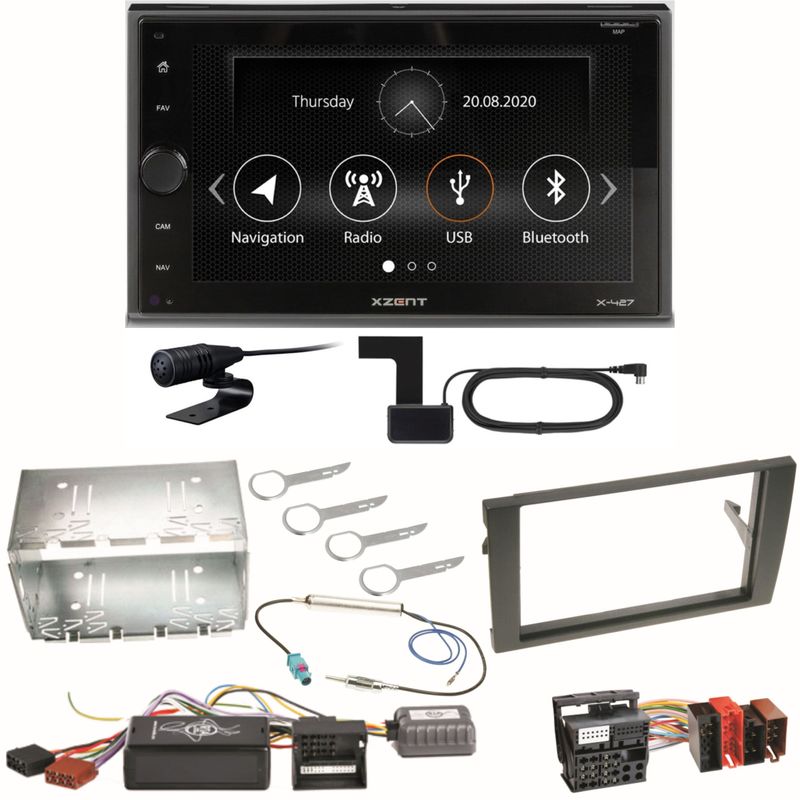 Xzent X-427 Digitalradio Bluetooth USB Einbauset für Seat Exeo Audi A4 B6 B7 Xzent X-427 Digitalradio Bluetooth USB Einbauset für Seat Exeo Audi A4 B6 B7