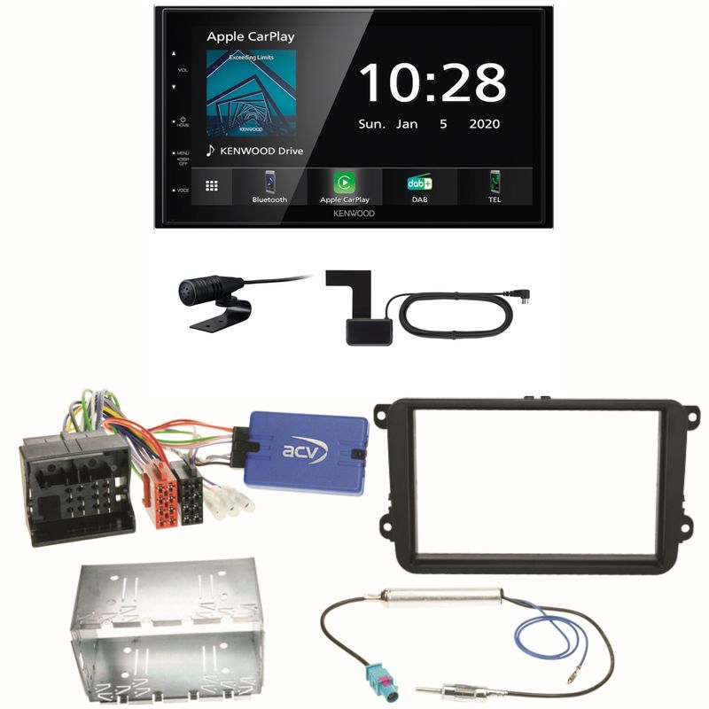 Kenwood DMX5020DABS Android Auto CarPlay Einbauset für Beetle Jetta Sharan T5 Kenwood DMX5020DABS Android Auto CarPlay Einbauset für Beetle Jetta Sharan T5