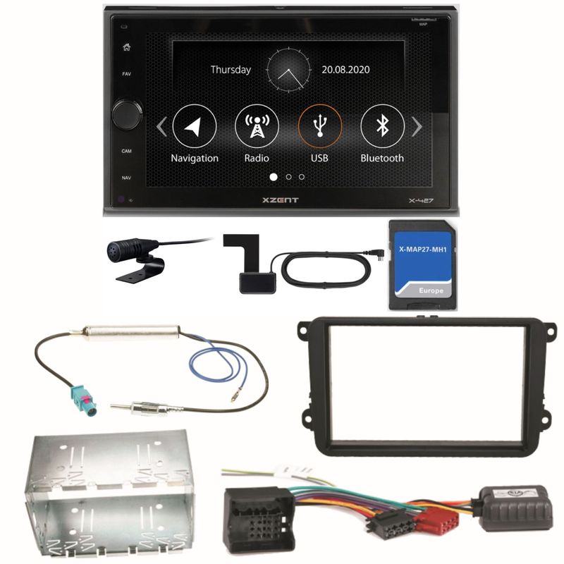 Xzent X-427 Navigation Digitalradio Einbauset für Skoda Fabia Roomster Praktik