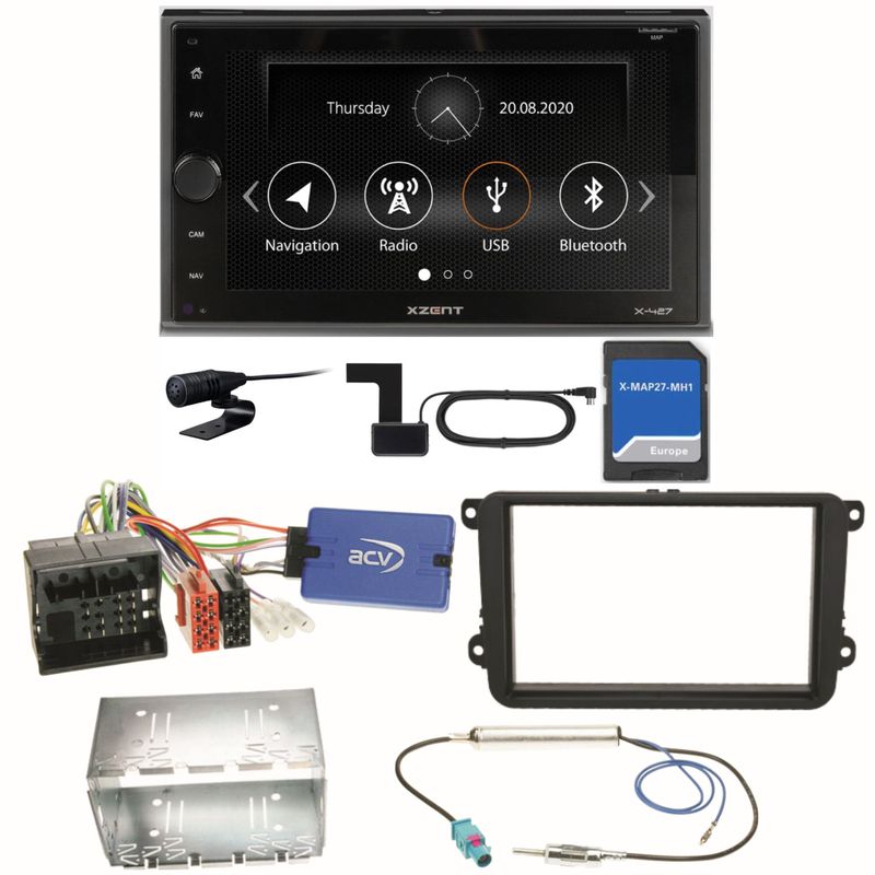 Xzent X-427 Navigation Digitalradio Einbauset für Seat Alhambra Altea XL Leon