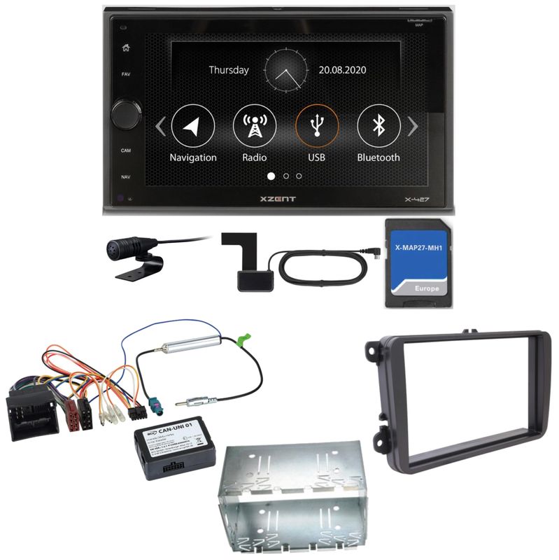 Xzent X-427 Navigation Digitalradio Bluetooth Einbauset für T6 Sharan 2 Beetle