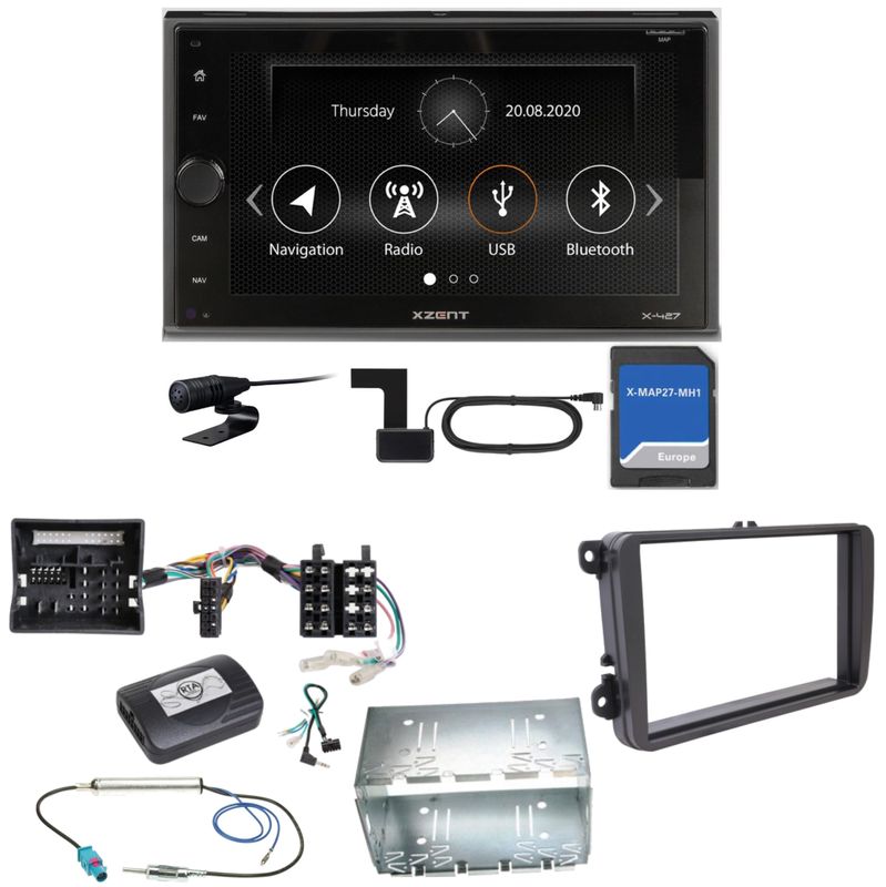 Xzent X-427 Navigation Digitalradio Bluetooth Einbauset für T6 Sharan 2 Beetle