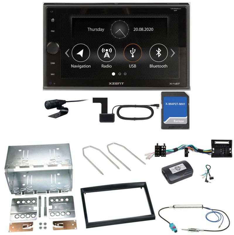 Xzent X-427 Navigation Digitalradio Einbauset für Peugeot 207 307 Partner Expert