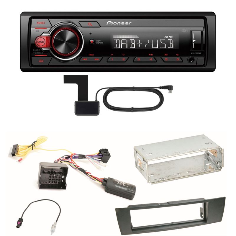 Pioneer MVH-130DAB Digitalradio USB Einbauset für BMW E90 E91 E92 E93