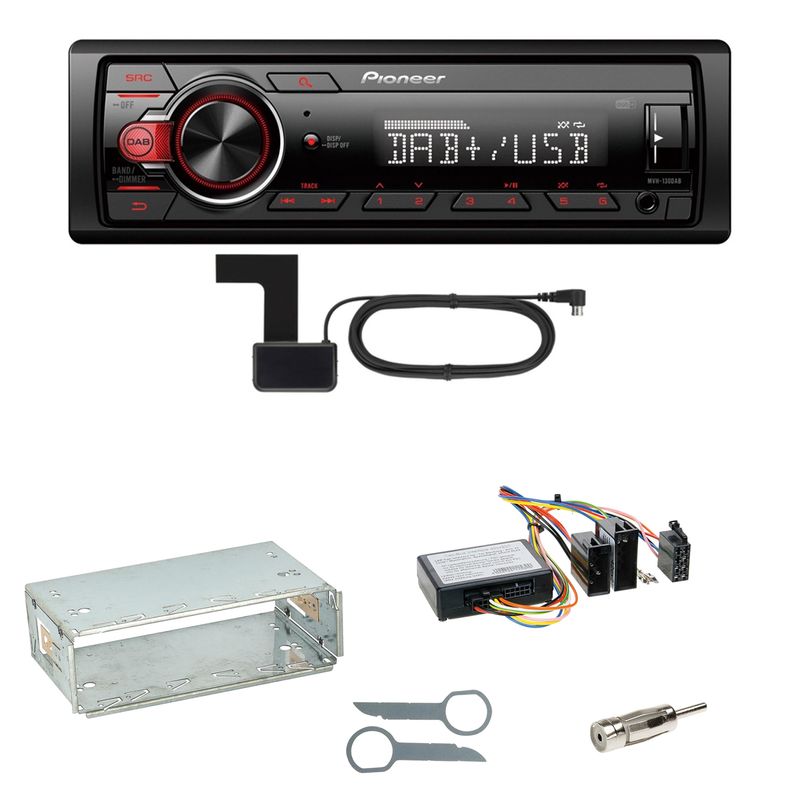 Pioneer MVH-130DAB Digitalradio USB Einbauset für Mercedes W210 ab 08/99
