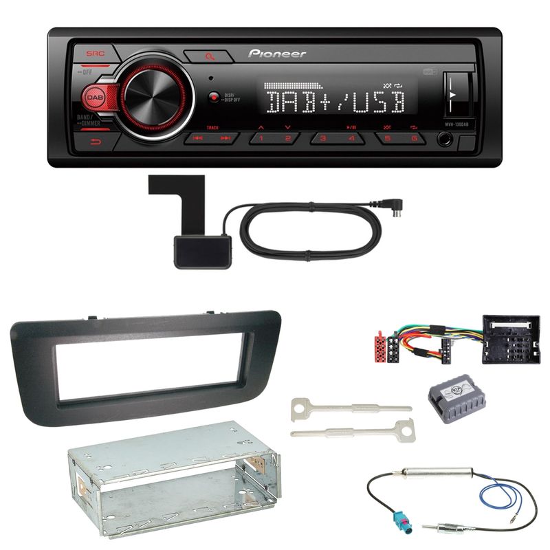 Pioneer MVH-130DAB Digitalradio USB Einbauset für Skoda Fabia 2 Roomster