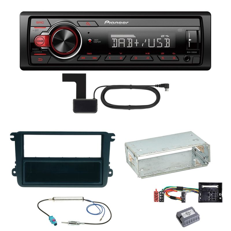 Pioneer MVH-130DAB Digitalradio USB Einbauset für Skoda Fabia Roomster Praktik